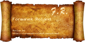 Formanek Roland névjegykártya