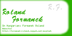 roland formanek business card